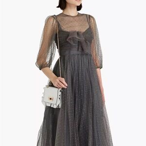 Elegant Sheer Black Midi Dress